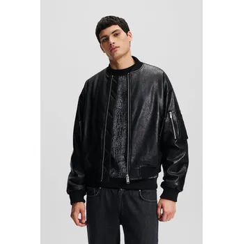 Pánský bomber BUNDA KARL LAGERFELD JEANS KLJ CRACKED PU BOMBER BLACK