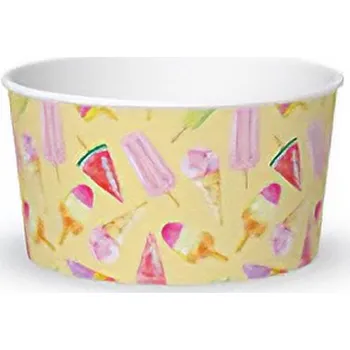 Jednorázové nádobí Kelímek papírový na zmrzlinu 170ml, dekor zmrzliny 56 ks/bal