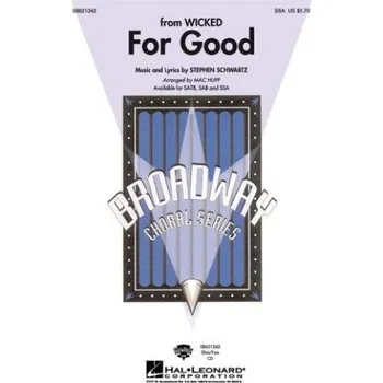 Stephen Schwartz: For Good (Wicked) (SSA) (noty na sborový zpěv, klavír) - SADA 5 ks