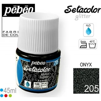 Speciální výtvarná barva Barva na Textil SETACOLOR Glitter Pebeo. barva č. 205 ONYX. Balení 45ml.