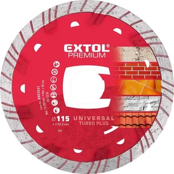 Řezný kotouč Kotouč diamantový řezný turbo plus, 115x22,2mm, EXTOL PREMIUM