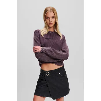 Dámský svetr SVETR KARL LAGERFELD JEANS KLJ REGULAR ACIDWASH KNIT PLUM PERFECT WASHED