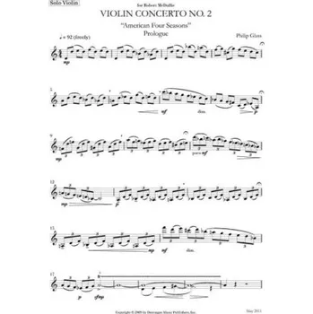 Philip Glass: Violin Concerto No.2 (noty na housle)