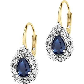Náušnice Náušnice ze žlutého a bílého zlata s diamanty a safíry - ryzost 585 - 203.231