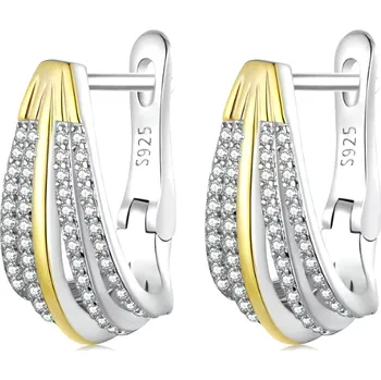 Náušnice For Silver Stříbrné dvoubarevné náušnice se zirkony - Stříbro 925