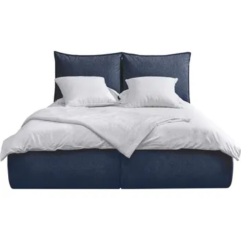 Postel Tmavě modrá čalouněná dvoulůžková postel s úložným prostorem a roštem 160x200 cm Garance – Bobochic Paris ID_1690326