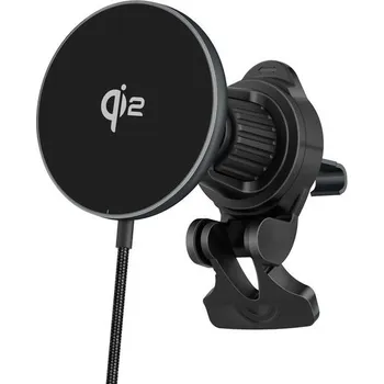 Držák do auta MagSafe Qi2 držák s bezdrátovým nabíjením do ventilační mřížky auta, 15W, Aluminium, černý