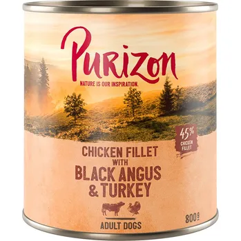 Krmivo pro psa 24x800g Purizon Adult - Black Angus a krůtí s batáty a brusinkami