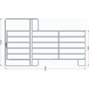 Panel ohradní TEXAS s dveřmi pozink, 6 příček, výška 1,6 m, 2 řetízky, délka 3,6 m