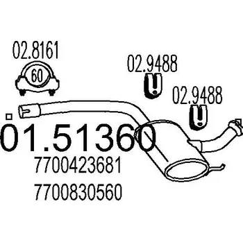 Tlumič výfuku Střední tlumič výfuku MTS 01.51360