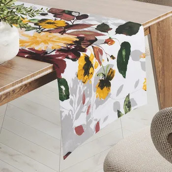 ubrus Bavlněný běhoun na stůl Sandra SA-217 Velké žluté květy 20x140 cm