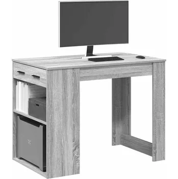 Psací stůl vidaXL Psací stůl se zásuvkou a policí 102x62x77,5 cm [858693] Barva: šedá sonoma
