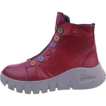 Dámské kozačky Boty Karyoka 497 červené dámské kožené polokozačky Velikost: 38