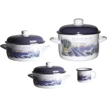 Hrnec Sada smaltovaného nádobí Metalac Levandule, 4-dílná