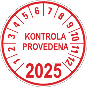 Papír Kontrola provedena - 2025 TEXT samolepící vinylová fólie 25 mm aršík 30 kusů