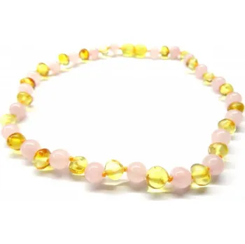 Korálek Jantarové korálky pro děti, kulaté - Jantar a růženín