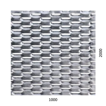 Plech KOVIAN, s.r.o. Poškodený ťahokov Fe, oko: 47x18mm, mostík: 8mm (1000x2000x1,5mm), orientácia oka: rozmer oka 47mm je rovnobežná s rozmerom tabule 1000mm