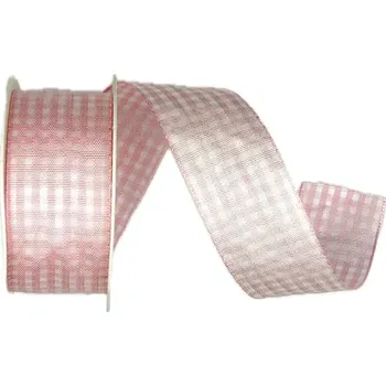 Stuha Stuha taftová VICHY KARO PINK 25mm x 2m (10,-Kč/m) (Stuha taftová, růžová kostka, oboustranná)