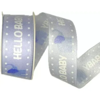 Stuha Stuha saténová HELLO BABY BOY modrá 25mm x 2 m (Saténová stuha, světle modrá, jednostranný potisk)