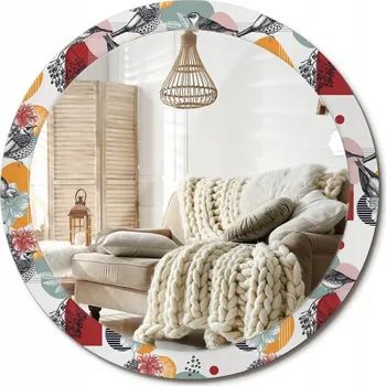 Zrcadlo Loftové závěsné zrcadlo s ozdobným skleněným rámem Patki vintage průměr 90 cm