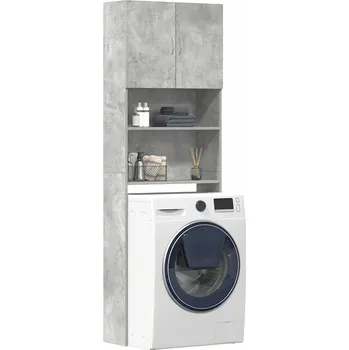Koupelnový nábytek vidaXL Skříňka na pračku 64x24x190 cm Dřevěná konstrukce [859130] Barva: Betonová šedá