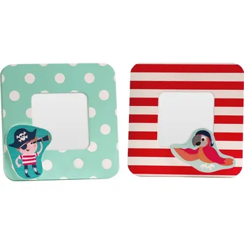 Rám na obraz Červeno-tyrkysové dřevěné rámečky v sadě 2 ks 12x12 cm Pirate – Premier Housewares ID_1581882