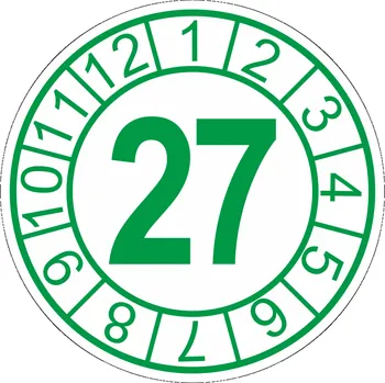 Samolepící etiketa Kontrolní kolečko s datem - 27 samolepící vinylová fólie 40 mm aršík 10 kusů