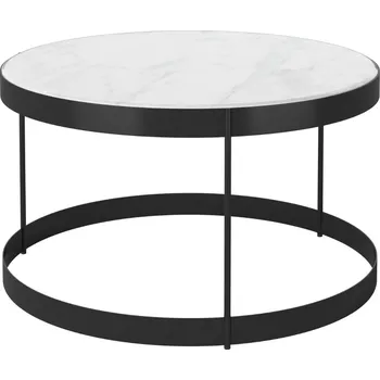 Konferenční stolek Bolia Šedobílý mramorový konferenční stolek Drum 60 cm s černou podnoží