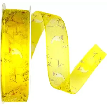 Stuha Stuha velikonoční PULCINO 25mm x 20m (7,-Kč/m) (Stuha velikonoční, organzová, oboustranná, s drátkem v lemu)