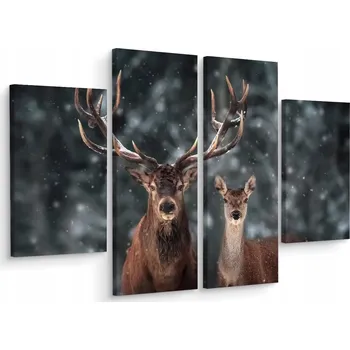 Obraz Čtyřdílný obraz JELEN Laň Zvířata 3D 200x150