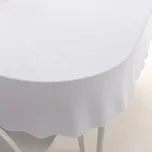 Teflonový oválný ubrus TF-100 Bílé ornamenty s lístky 100x160 cm
