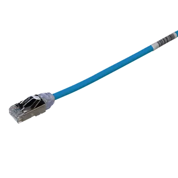 Síťový kabel STP28X18MBU Tenký stíněný propojovací kabel RJ45/RJ45, F/UTP, kat. 6A, 18m, AWG28, LSZH, modrý