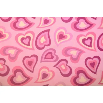 Bavlněný úplet v růžové barvě s potiskem srdíček 21803/011
