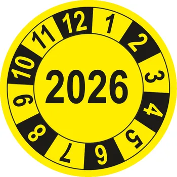 Samolepící etiketa Kontrolní kolečko 12 - 2026 samolepící vinylová fólie 40 mm aršík 10 kusů