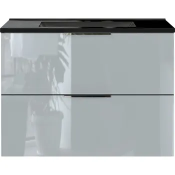 Koupelnový nábytek Černo-šedá závěsná skříňka s umyvadlem 81x61 cm Vasio – Germania ID_1712174