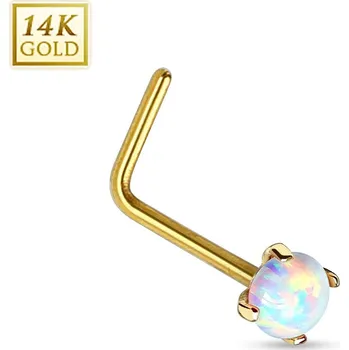 Piercing Šperky4U Zlatý piercing do nosu Opál, Au 585/1000 - ZL01026-YG