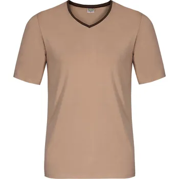 Bambusové Pyžamové Tričko Béžové Krátký Rukáv Pánské Velikost: L