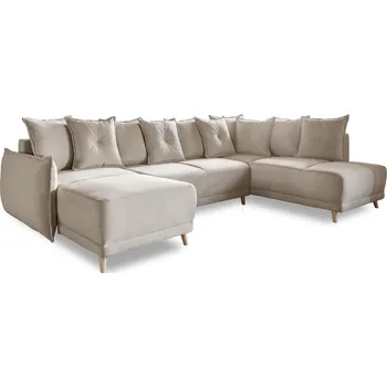 Pohovka Béžová manšestrová rozkládací rohová pohovka (pravý roh/do "U") Lazy Lukka – Miuform ID_1623054