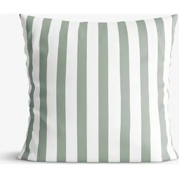 Povlak na polštářek Bavlněný povlak na polštář - Šalvějově zelené proužky 50 x 60 cm