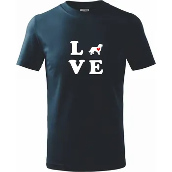 Chlapecké tričko Bernský salašnický pes love - Tričko dětské bavlněné - 134 cm/8 let ( Námořní modrá (velmi tmavá - téměř černá) )