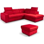 Rozkládací rohová sedačka SENDI červená + taburet