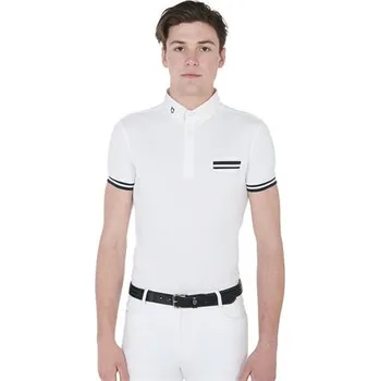 Jezdecké oblečení Pánské závodní tričko Equestro Slim, bílé - vel. XL