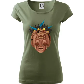 Dámské tričko Mayové maska hnědá - Dámské triko Pure - M ( Khaki )