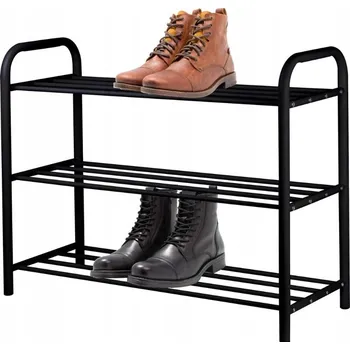 Botník BOTNÍK POLICE REGÁL STOJAN NA OBUV PEVNÁ KOVOVÁ PEVNÁ ČERNÁ