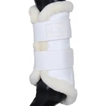 Koňské kamaše Drezurní kožené kamaše Kentaur s beránkem, bílé - vel. Full