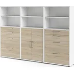 Modulární knihovna v bílo-přírodní barvě v dekoru dubu 268x189 cm Prima – Tvilum ID_1642456