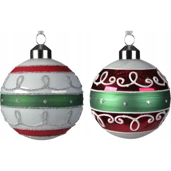 Vánoční ozdoba Skleněná vánoční koule se vzory, brokátová, vícebarevná
