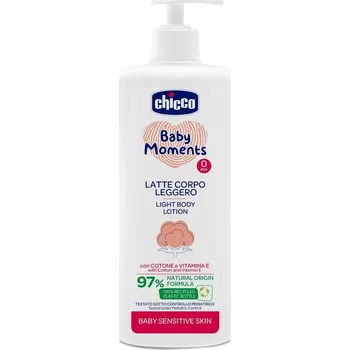Dětská kosmetika CHICCO Mléko jemné tělové s dávkovačem Baby Moments Sensitive 97 % přírodních složek 500 ml