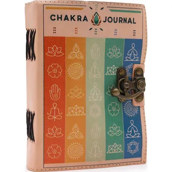 AWM Kožený Zápisník "Čakry" s Okrajem (12.5cmX17.5cm) 1ks