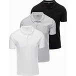 Pánské triko OMBRE OM-POBS-0133 BLACK/GREY MELANGE/WHITE M